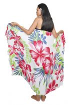 Paréos hibisucs de Tahiti blanc