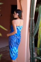 Paréos peint main coquillage ciel et marine