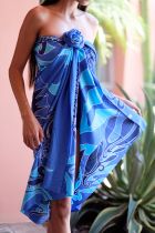 Paréos peint main coquillage ciel et marine