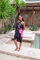 Paréos peint main tortue noir