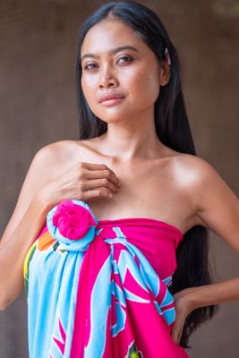 Paros tortue et gecko rose et bleu