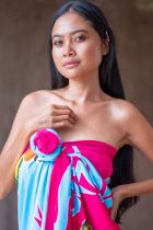 Paréos tortue et gecko rose et bleu