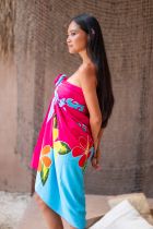 Paréos tortue et gecko rose et bleu