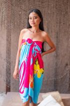 Paréos tortue et gecko rose et bleu