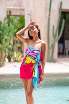 Paréos tortue et gecko rose et bleu