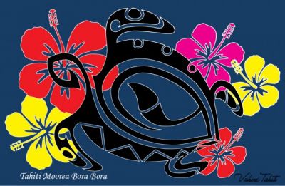 Par�os Tortue hibiscus bleu