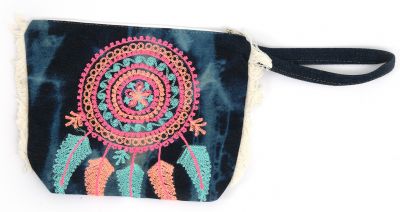 Pochette en jean attrape rves bleu