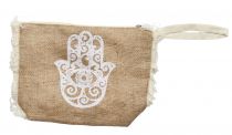 Pochette naturel Khamsa blanc