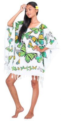 Poncho paros vol de papillon blanc