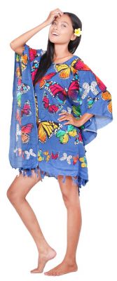 Poncho paros vol de papillon bleu nuit