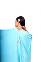 Robe ample d\'été brodée bleu turquoise