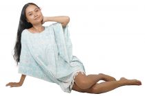 Robe batik rayon tropicale blanc