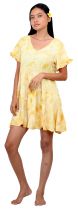 Robe courte d\'été tie dye jaune 