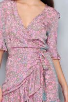 Robe de plage Bali rose et vert 