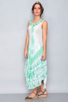  Robe de plage bohème vert et blanc 