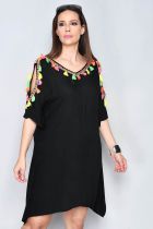 Robe de plage caftan noir Moorea