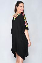 Robe de plage caftan noir Moorea