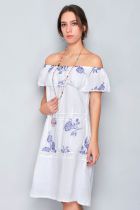 Robe de plage été blanche et bleu 