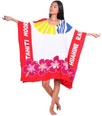 Robe paro drapeau Polynsien fleurie