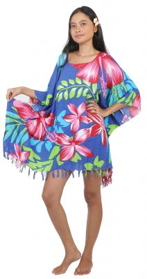 Robe Paro hibiscus de Tahiti bleu