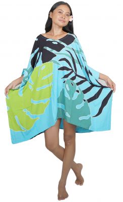 Robe Paro peint main jungy turquoise