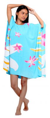 Robe paro peint main nana bleu turquoise