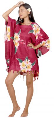 Robe paréo plage frangipani rose
