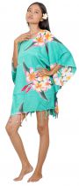 Robe paréo plage frangipani turquoise