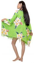 Robe paréo plage frangipani vert