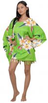 Robe paréo plage frangipani vert