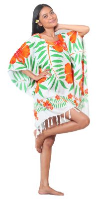 Robe Paro plage hibiscus orange