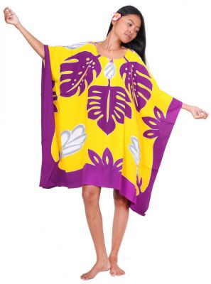 Robe paro Tifaifai jaune et violet