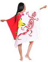 Robe paréos tortue et gecko rouge et blanc