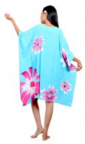 Robe peint main Ori tahiti bleu turquoise