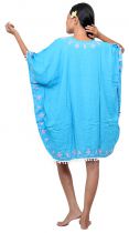 Robe poncho ethnique bleu