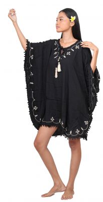 Robe poncho ethnique noir