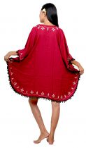 Robe poncho ethnique rose