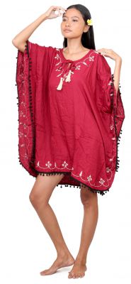 Robe poncho ethnique rose