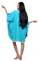 Robe poncho ethnique turquoise