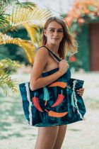 Sac en jean recyclé plumes multicolores