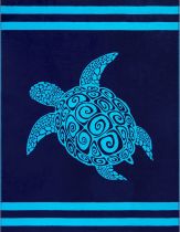 Serviette XXL tortue Paxos ciel et marine