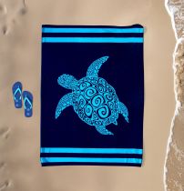 Serviette XXL tortue Paxos ciel et marine