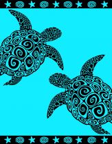Serviette XXL turquoise Turtles bleu